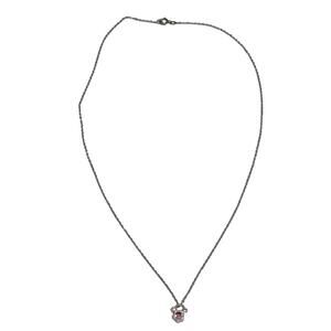 Silver Mickey Mouse purple/ Pink gemstone necklace